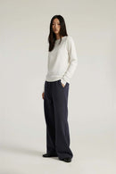 Lyocell Blend Relaxed Banana Pants - Navy Blue