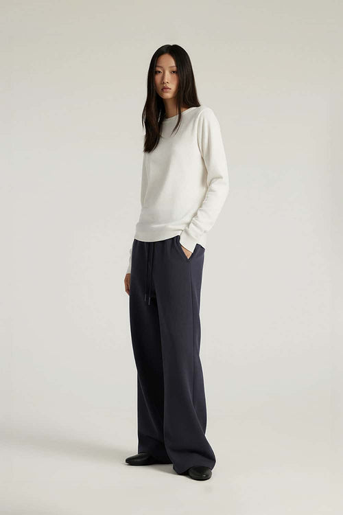 Lyocell Blend Relaxed Banana Pants - Navy Blue