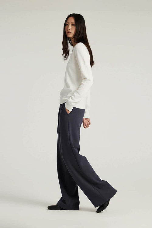 Lyocell Blend Relaxed Banana Pants - Navy Blue