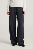 Lyocell Blend Relaxed Banana Pants - Navy Blue