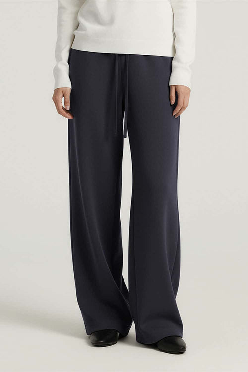 Lyocell Blend Relaxed Banana Pants - Navy Blue