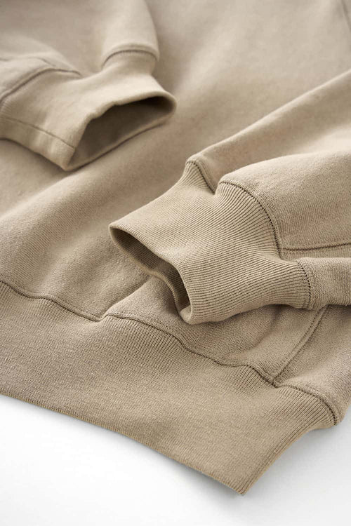 Batwing-Sleeve Cross-Knit Fleece Sweatshirt - Khaki