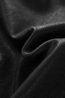 Paneled Hooded Faux Leather Jacket - Black