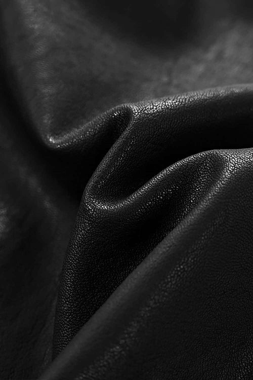 Paneled Hooded Faux Leather Jacket - Black