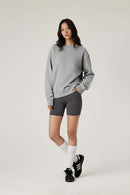 Lyocell Blend Solid Pullover Sweatshirt - Flower Gray