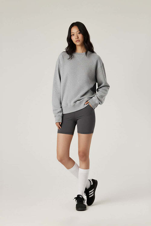 Lyocell Blend Solid Pullover Sweatshirt - Flower Gray