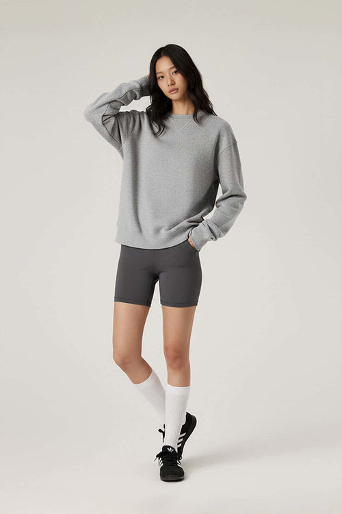Lyocell Blend Solid Pullover Sweatshirt - Flower Gray