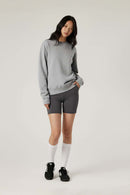 Lyocell Blend Solid Pullover Sweatshirt - Flower Gray