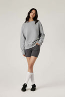 Lyocell Blend Solid Pullover Sweatshirt - Flower Gray