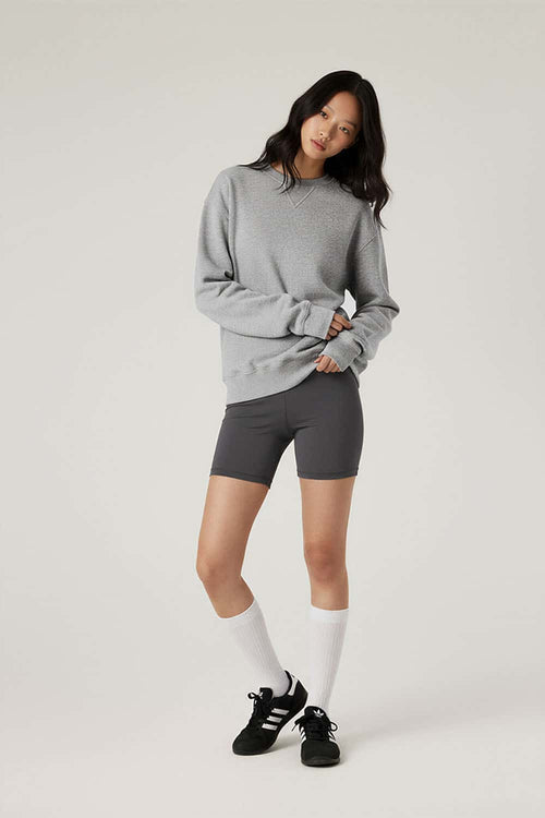 Lyocell Blend Solid Pullover Sweatshirt - Flower Gray