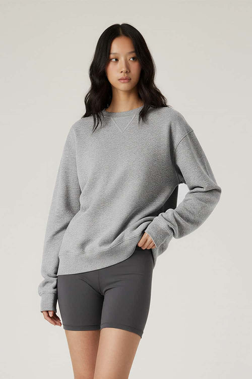 Lyocell Blend Solid Pullover Sweatshirt - Flower Gray