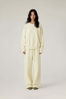 Lyocell Blend Solid Pullover Sweatshirt - Rice Apricot