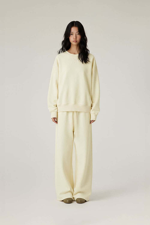 Lyocell Blend Solid Pullover Sweatshirt - Rice Apricot