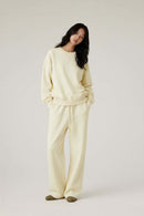Lyocell Blend Solid Pullover Sweatshirt - Rice Apricot