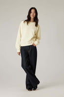 Lyocell Blend Solid Pullover Sweatshirt - Rice Apricot
