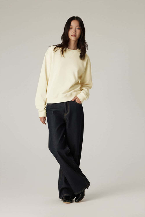 Lyocell Blend Solid Pullover Sweatshirt - Rice Apricot