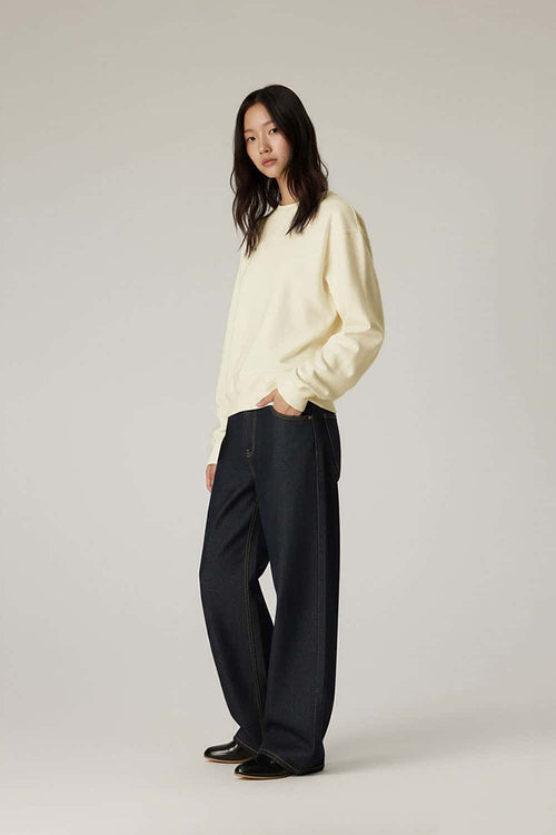 Lyocell Blend Solid Pullover Sweatshirt - Rice Apricot