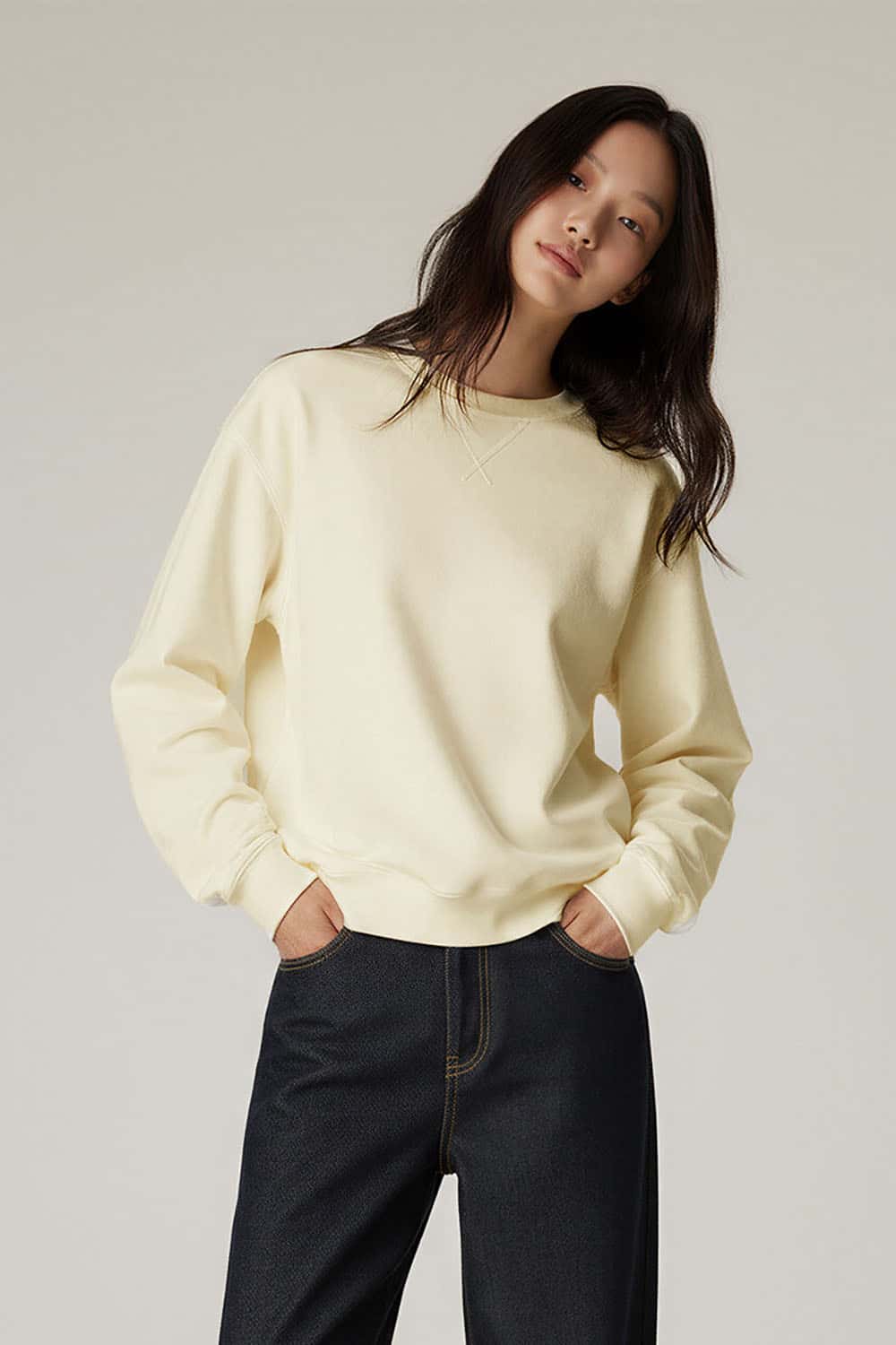 Lyocell Air-Layer Sweatshirt _ 380g Solid Color Casual Essential Pullover