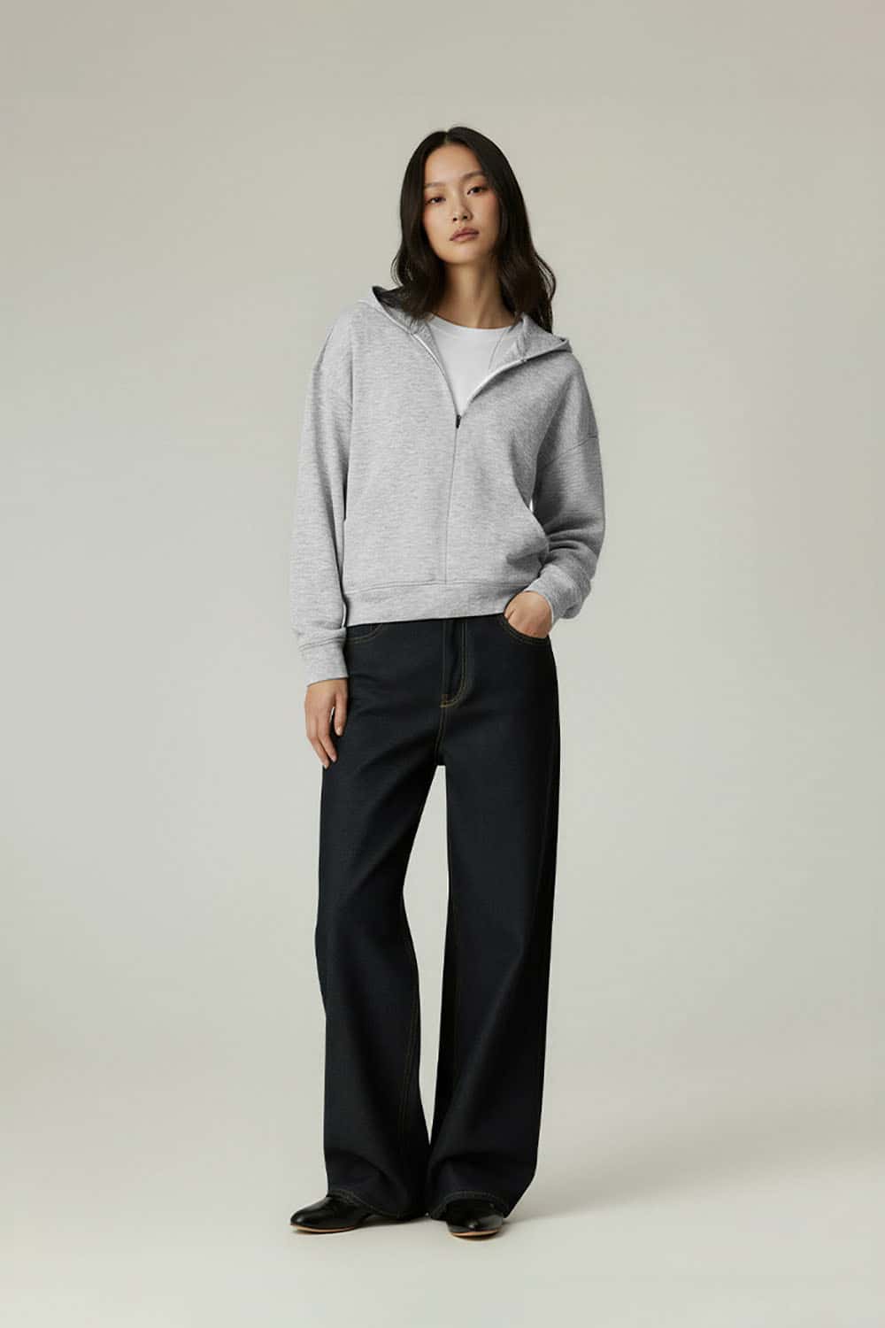 Lyocell Air-Layer Zip Hoodie _ 300g Minimalist Casual Essential Hooded Jacket