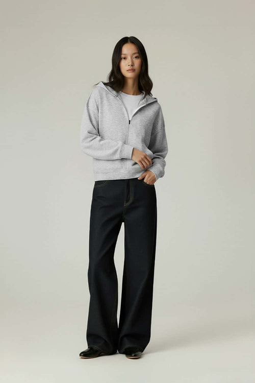 Lyocell Blend Breathable Active Hoodie - Flower Gray