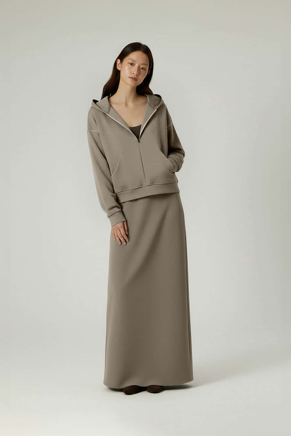 Lyocell Air-Layer Zip Hoodie _ 300g Minimalist Casual Essential Hooded Jacket