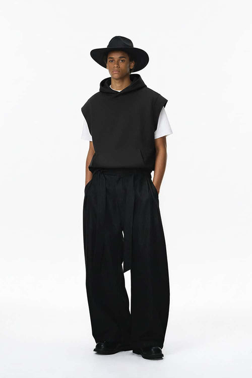 Premium Sleeveless Fleece Hoodie - Active Black