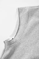 Premium Sleeveless Fleece Hoodie - Flower Gray