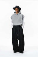 Premium Sleeveless Fleece Hoodie - Flower Gray
