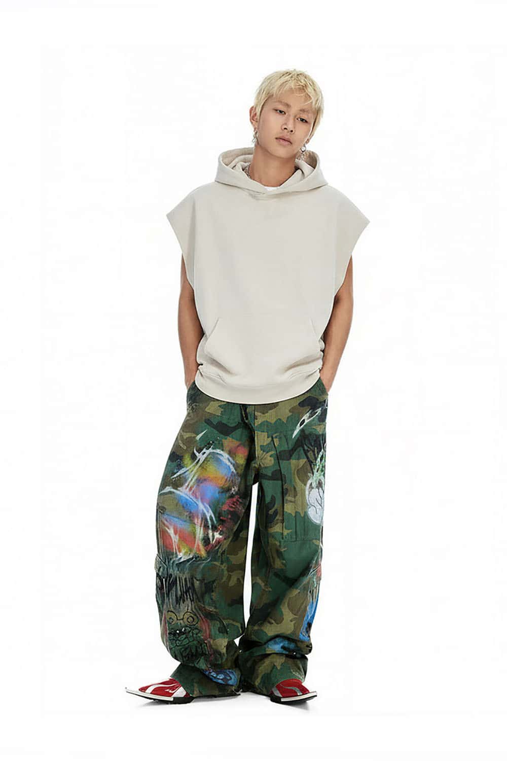 Heavyweight Sleeveless Hoodie Vest _ Rolled-Edge Hooded Sweatshirt Tank