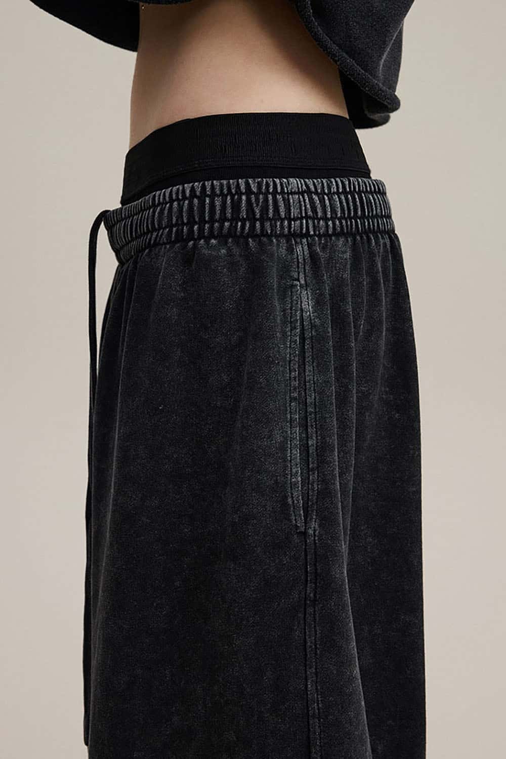 Vintage Double Waistband Straight-Leg Pants _ Distressed Slimming Casual Trousers