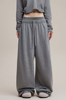 Distressed Double-Waist Straight-Leg Pants - Medium Gray