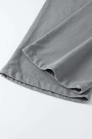 Distressed Double-Waist Straight-Leg Pants - Medium Gray