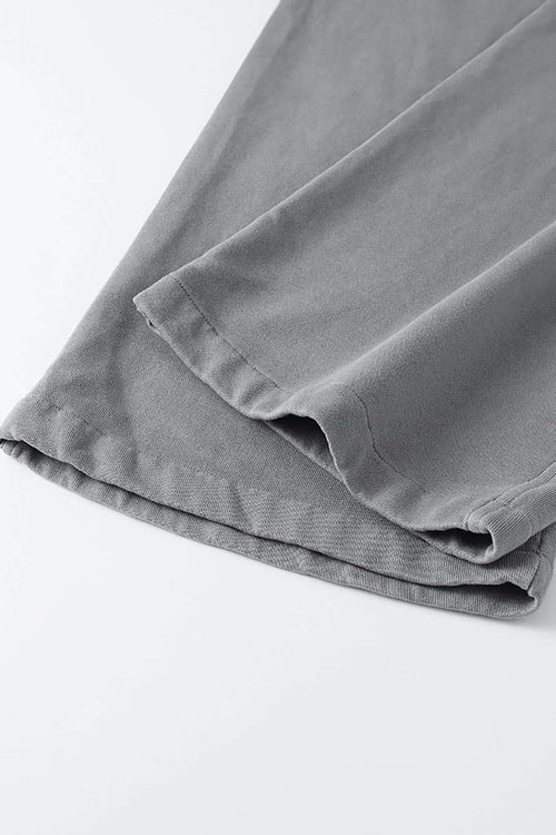 Distressed Double-Waist Straight-Leg Pants - Medium Gray