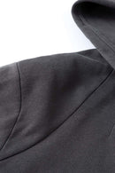 Ruched V-Neck Cropped Hooded Top - Dark Gray