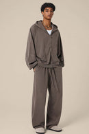 Heavyweight Paneled Zip Hoodie - Coffee