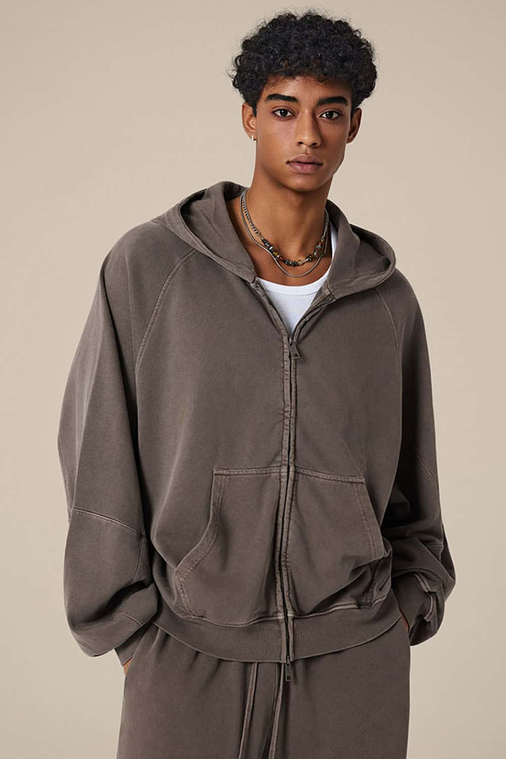 BOXY Heavyweight Zip Hoodie _ 480g Short Wide-Fit Paneled Hooded Sweatshirt