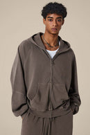 Heavyweight Paneled Zip Hoodie - Coffee
