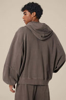 Heavyweight Paneled Zip Hoodie - Coffee