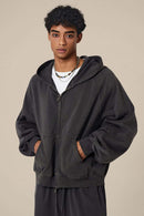 Heavyweight Paneled Zip Hoodie - Dark Gray