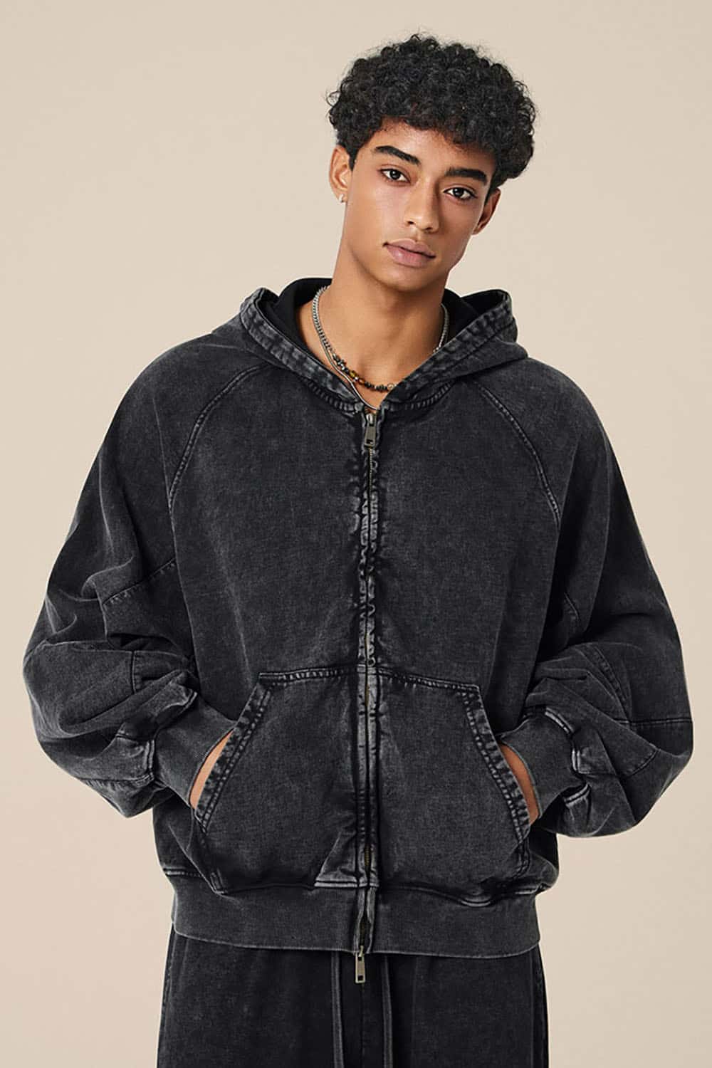 BOXY Heavyweight Zip Hoodie _ 480g Short Wide-Fit Paneled Hooded Sweatshirt