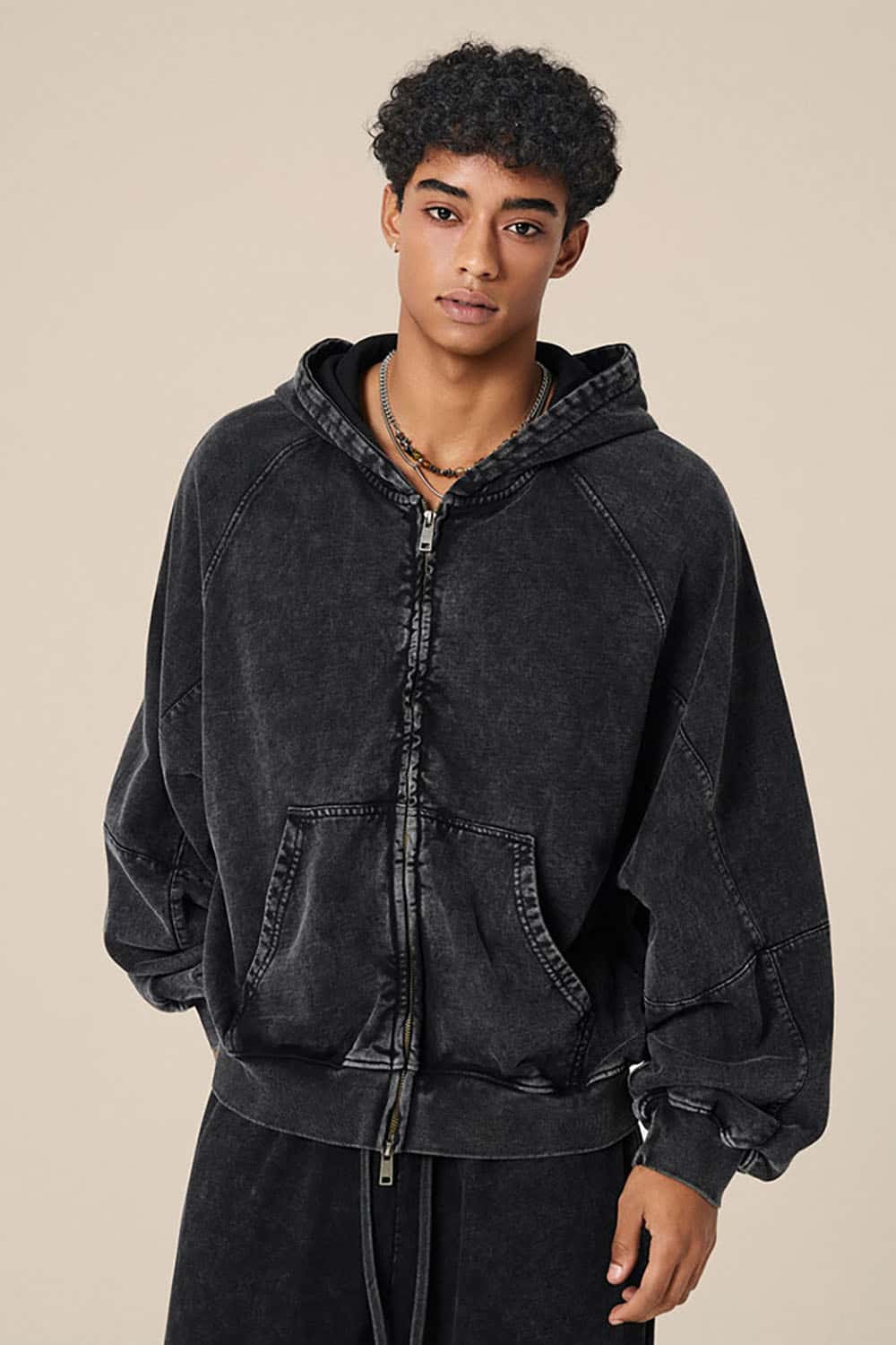 BOXY Heavyweight Zip Hoodie _ 480g Short Wide-Fit Paneled Hooded Sweatshirt