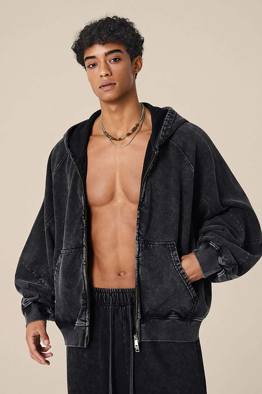 BOXY Heavyweight Zip Hoodie _ 480g Short Wide-Fit Paneled Hooded Sweatshirt