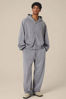 Heavyweight Paneled Zip Hoodie - Medium Gray
