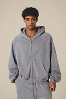 Heavyweight Paneled Zip Hoodie - Medium Gray