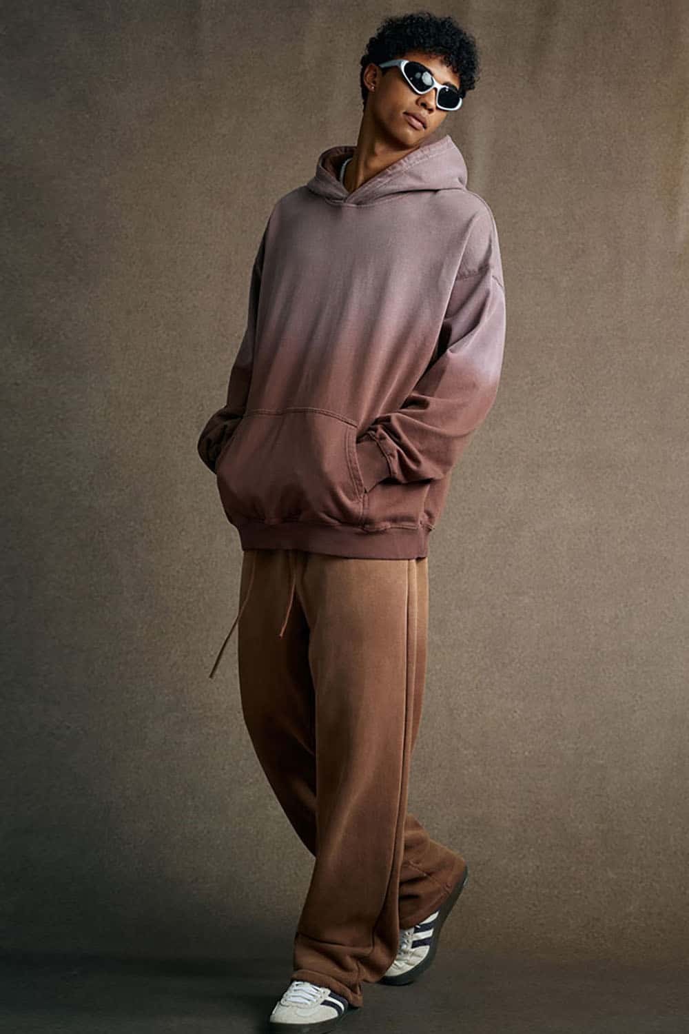 Vintage Heavyweight Washed Distressed Hoodie - Brown