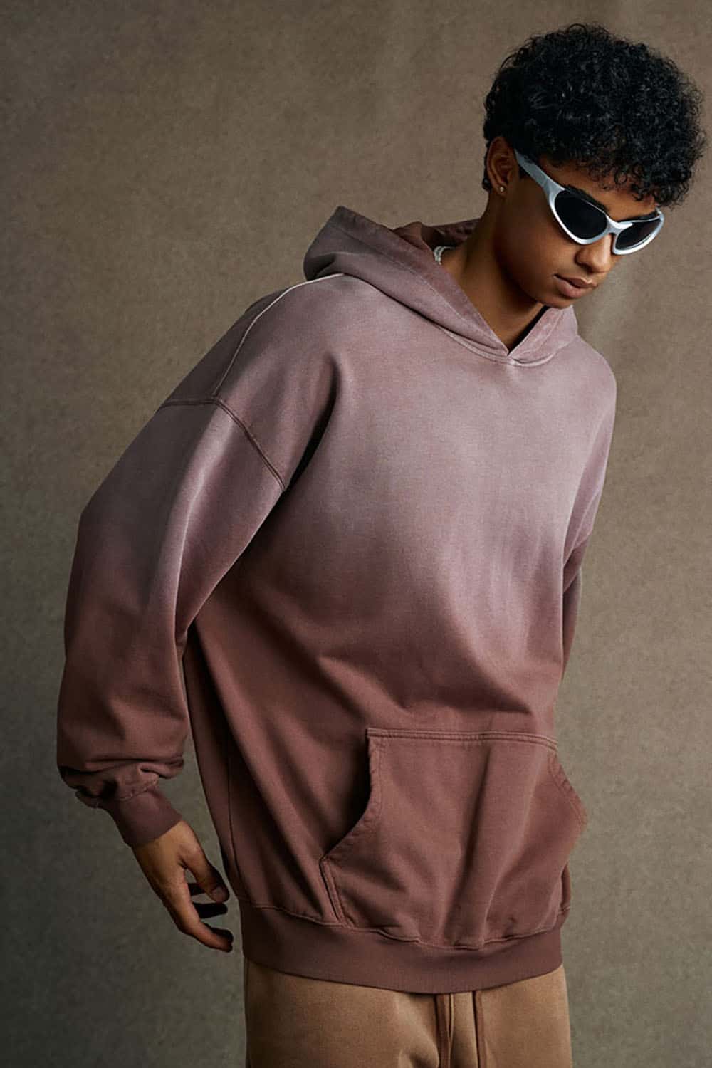 Vintage Heavyweight Washed Distressed Hoodie - Brown