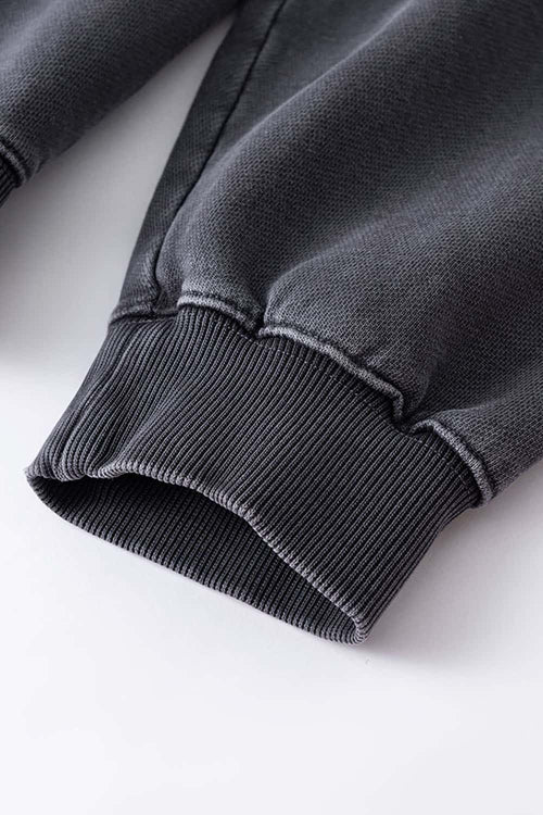 Vintage Heavyweight Washed Distressed Hoodie - Charcoal