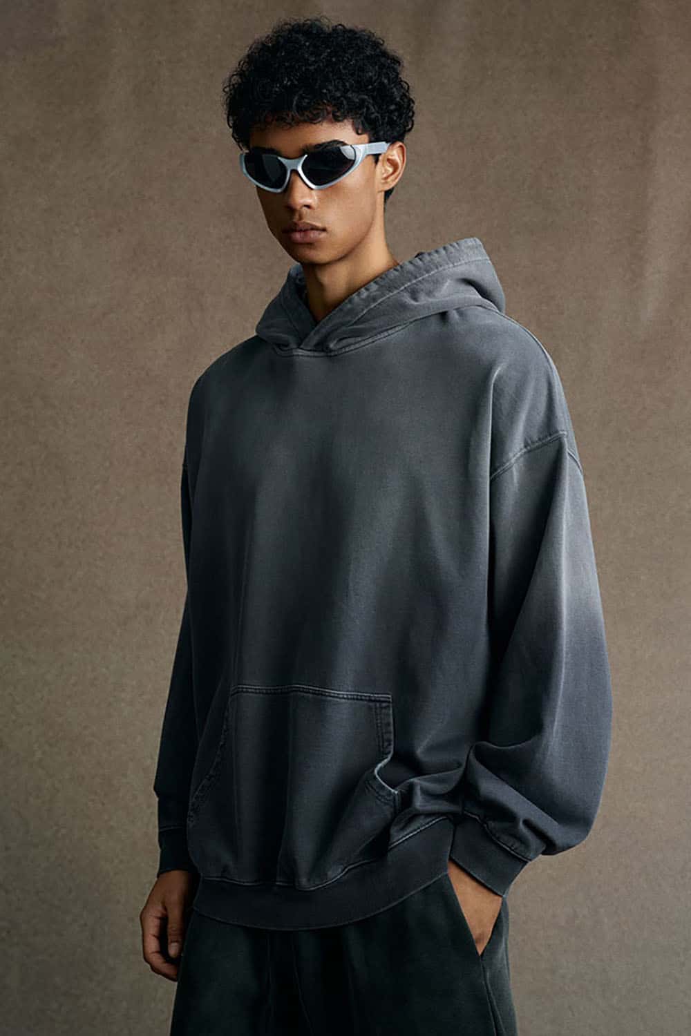 Vintage Heavyweight Washed Distressed Hoodie - Charcoal