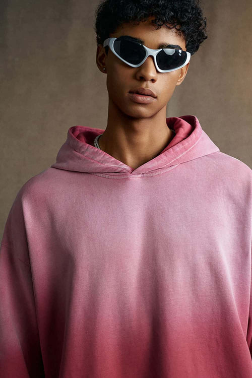 Vintage Heavyweight Washed Distressed Hoodie - Red