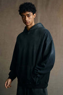 Vintage Heavyweight Washed Distressed Hoodie - Vintage Black